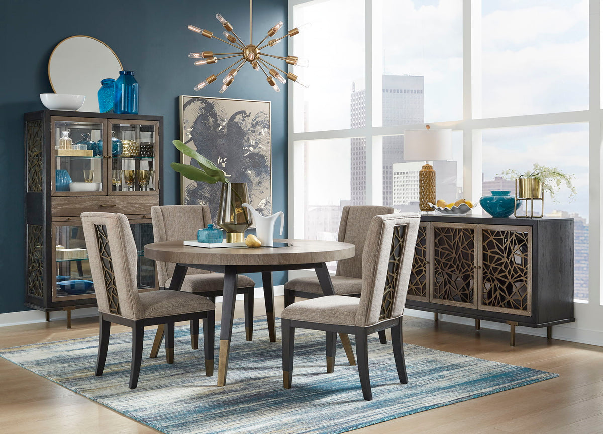 Ryker - Round Dining Table - Nocturn Black And Coventry Gray