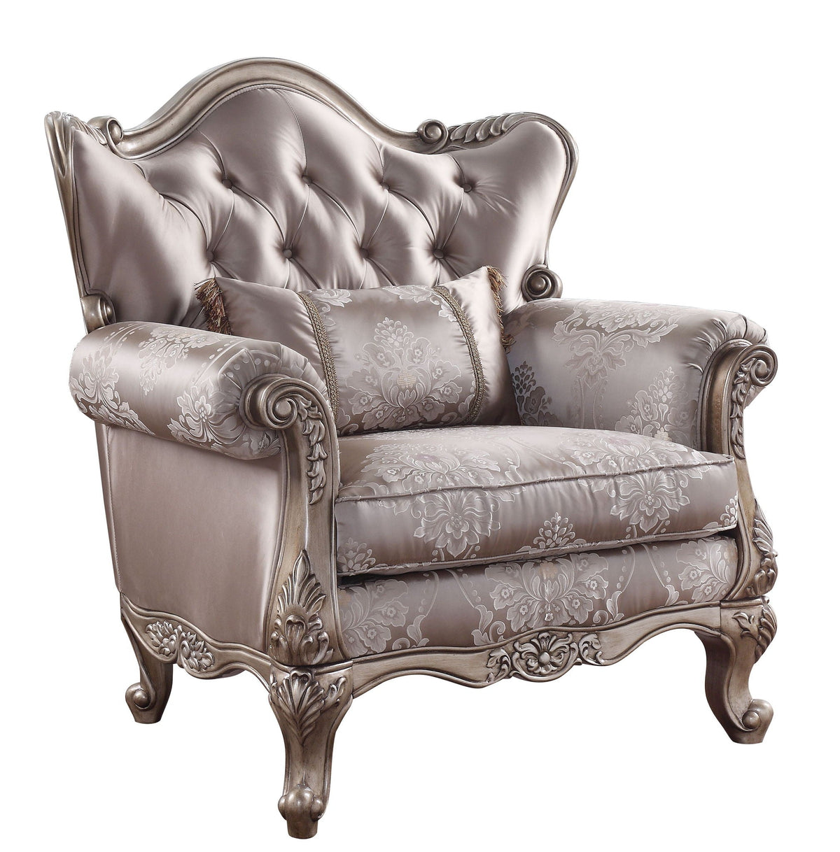 Jayceon - Chair With Pillow - Fabric & Champagne