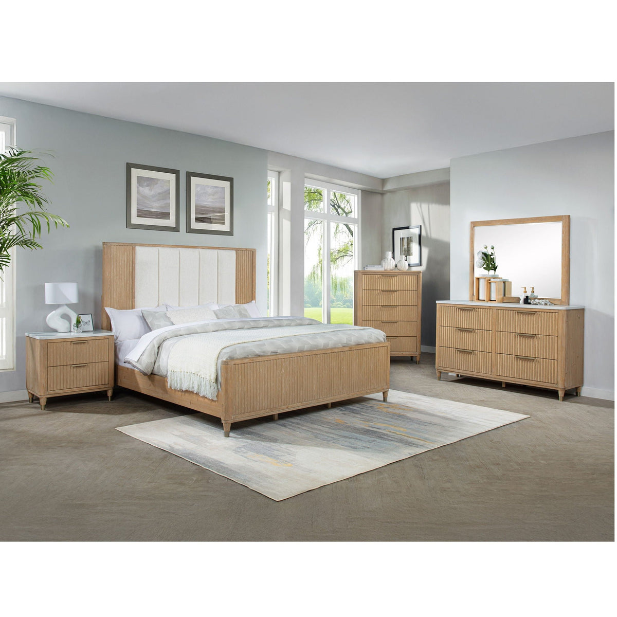 Nightstand With Accented Hardware - Natural Wood