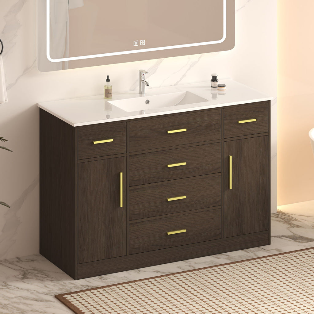 Bathroom Vanity With Abundant Storage 2 Soft Close Doors And 6 Drawers