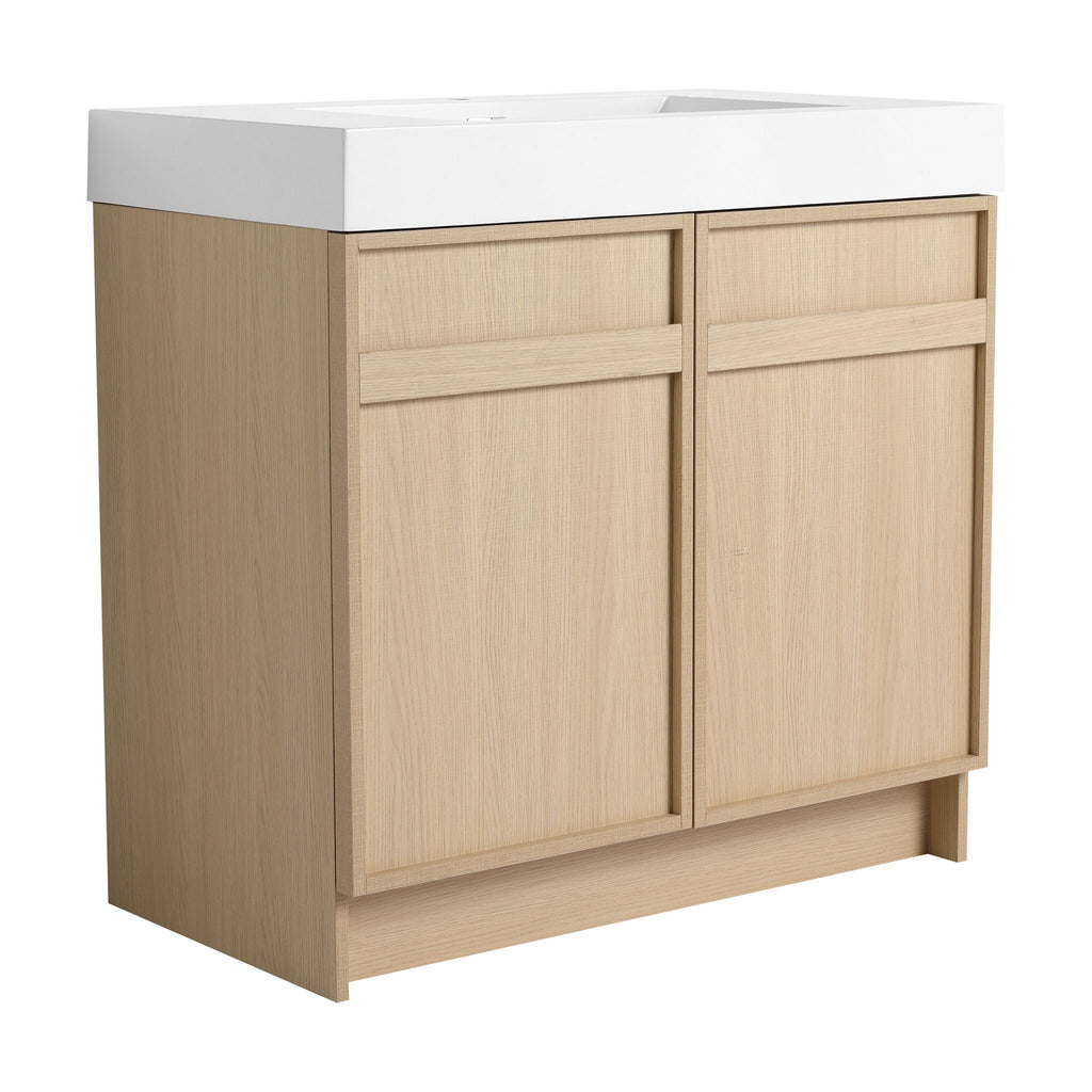 Freestanding Bathroom Vanity With Resin Sink & Soft Close Cabinet Doors