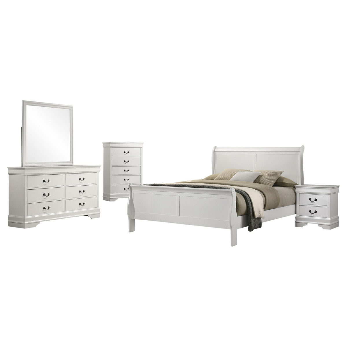 Louis Philippe 5-piece Queen Bedroom Set White