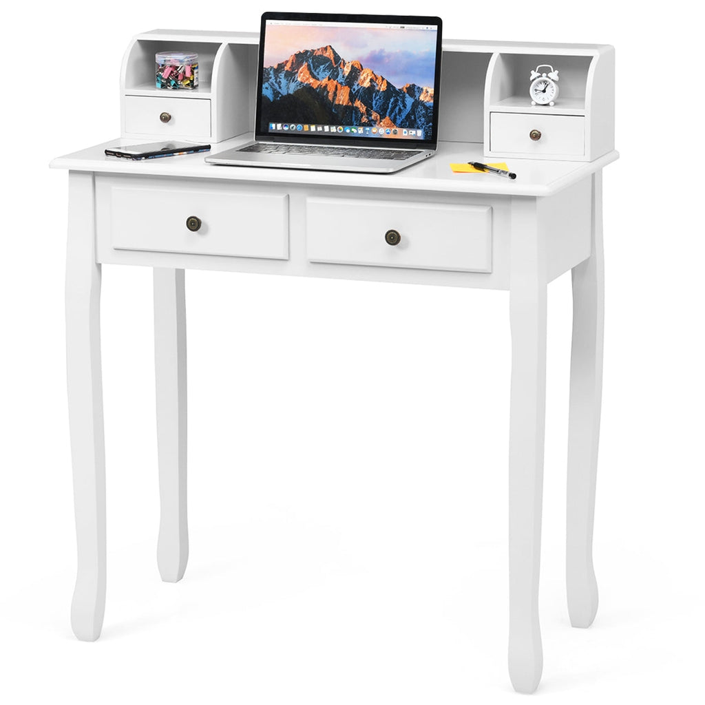 Writing Desk 2-Tier Vanity Desk Computer Desk with 4 Drawers