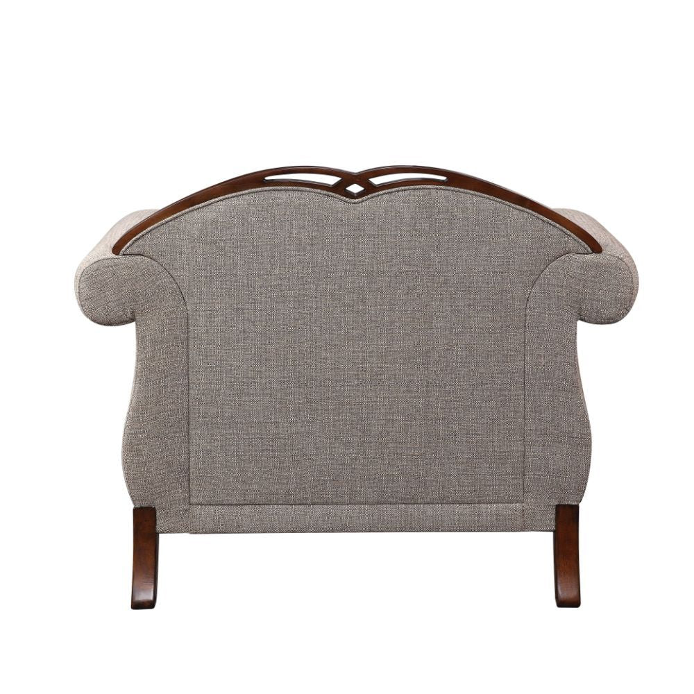 Miyeon - Chair With Pillow - Fabric & Cherry