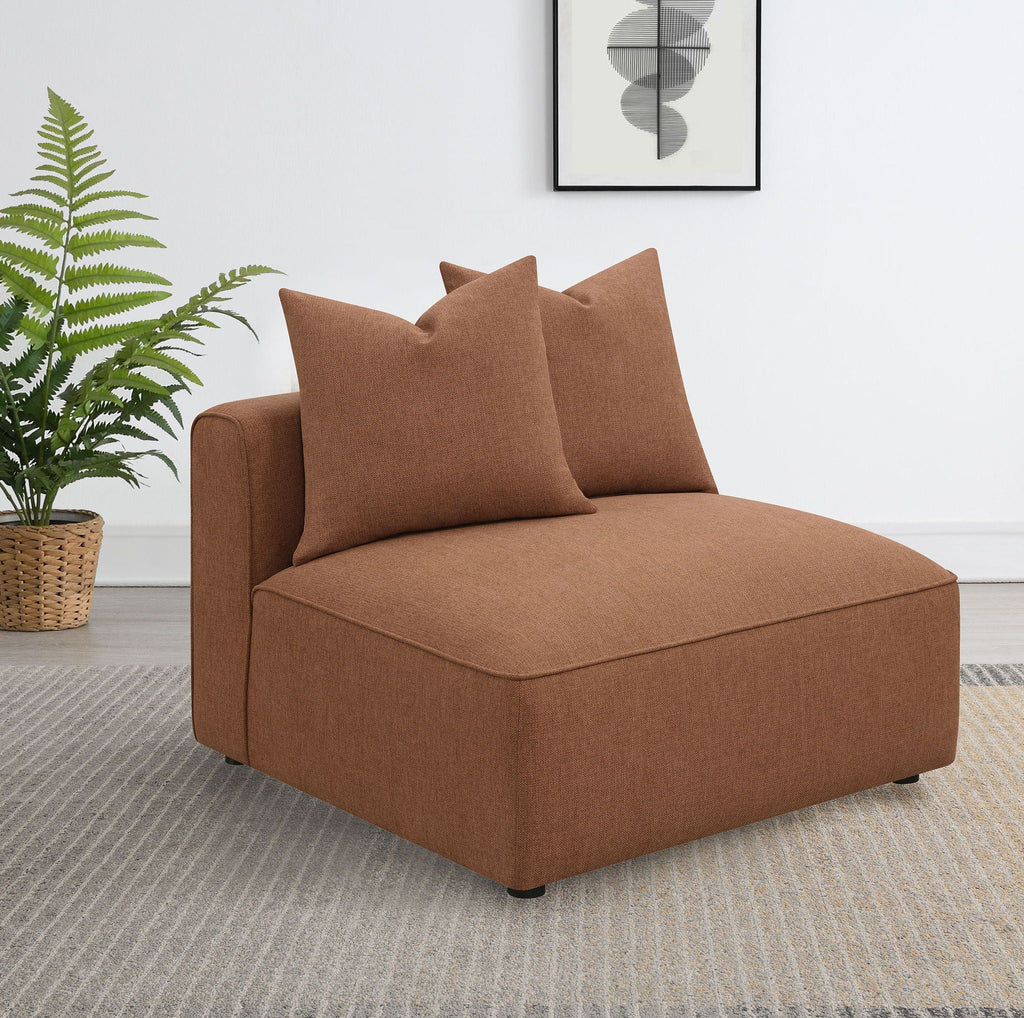 Jennifer Upholstered Armless Chair Terracotta