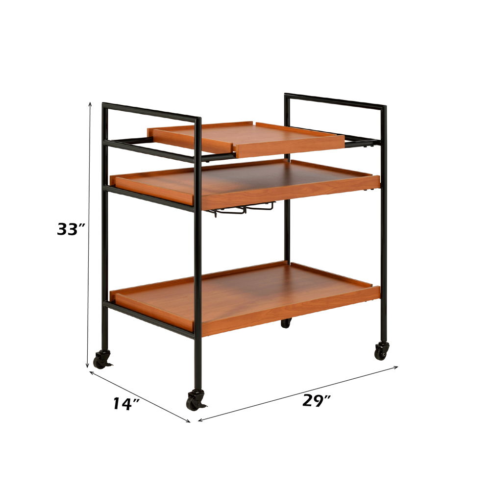 Oaken - Serving Cart - Honey Oak & Black