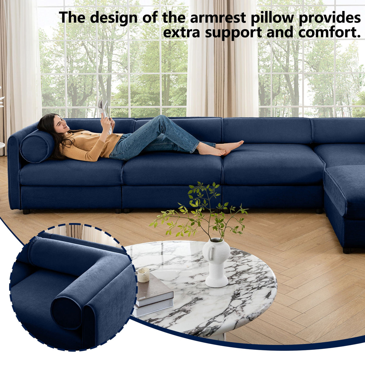Stylish Sofa With Storage Seat And Cylindrical Backrest