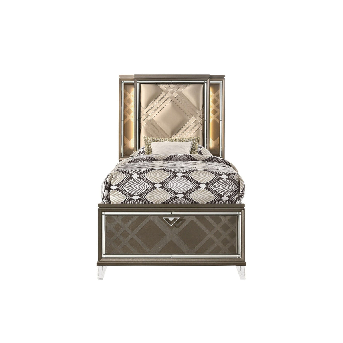 Skylar - Full Bed With LED & Storage - Champagne