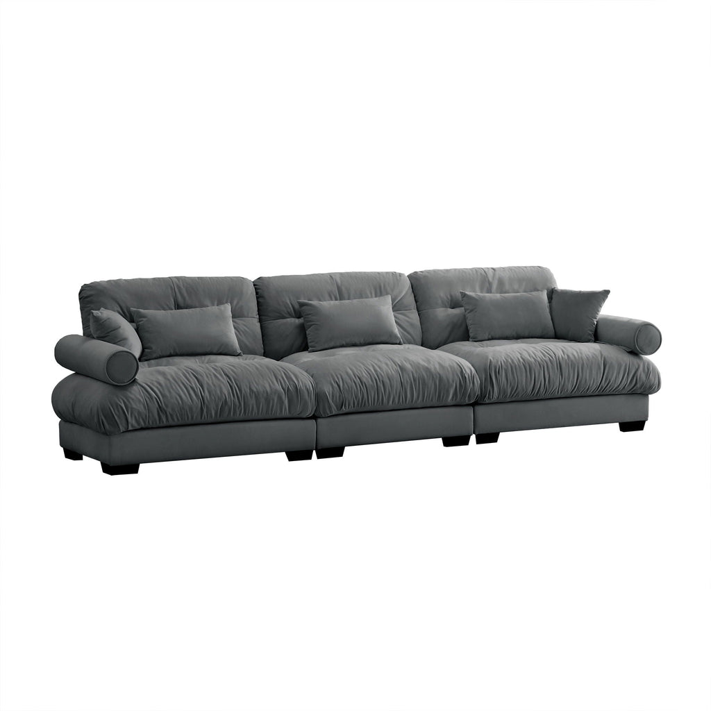 Modern Oversize Sofa With Cloud Like Comfort, Featuring Waist And Throw Pillows