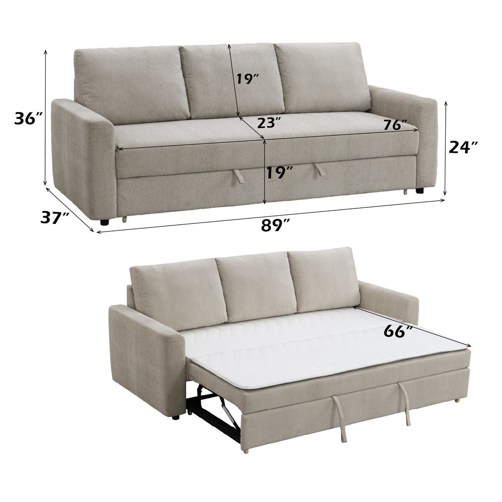 Leira - Sofa With Sleeper - Beige Linen
