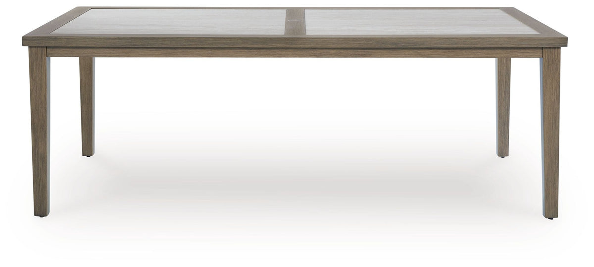 Rainier Ranch - Rectangle Dining Table With Umbrella Option - Brown / Beige