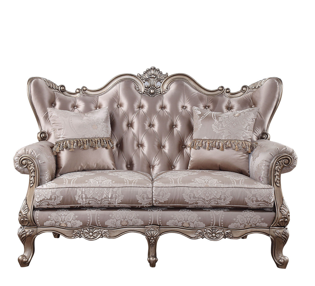 Jayceon - Loveseat With 2 Pillows - Fabric & Champagne