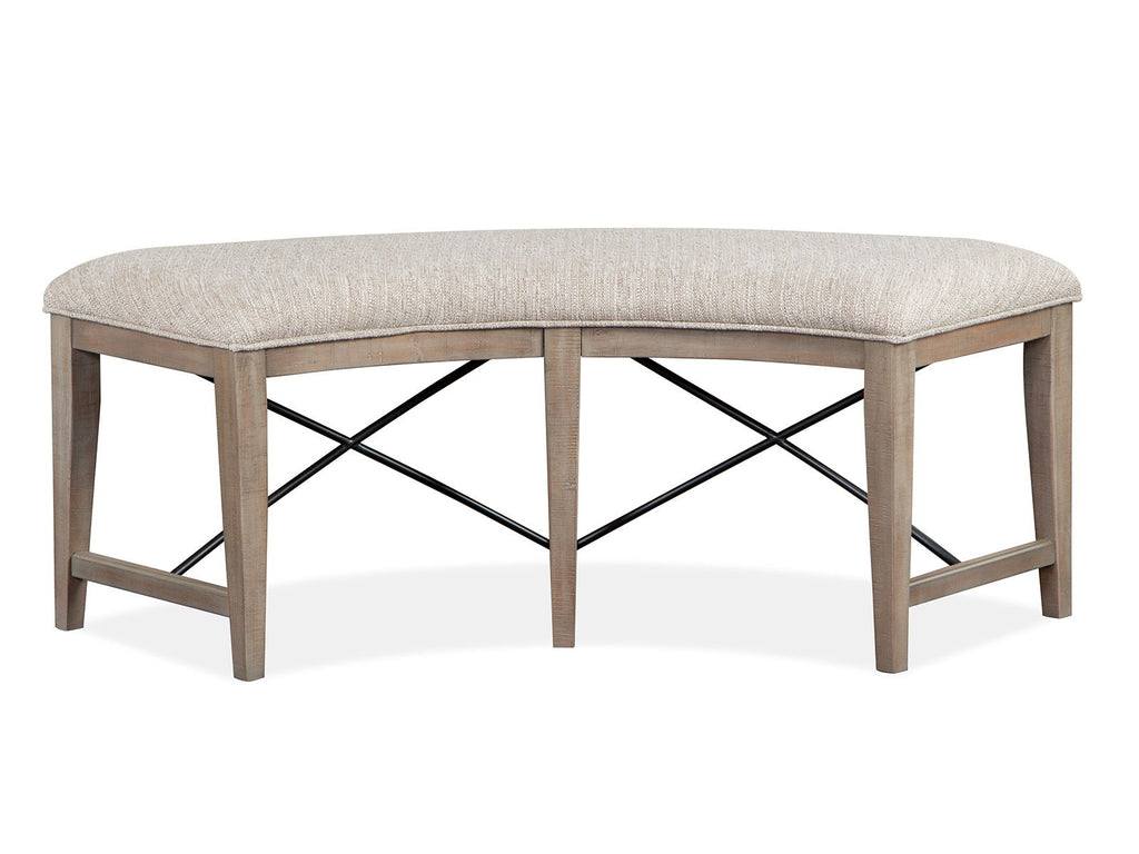 Paxton Place - Curved Bench With Upholstered Seat - Dovetail Gray