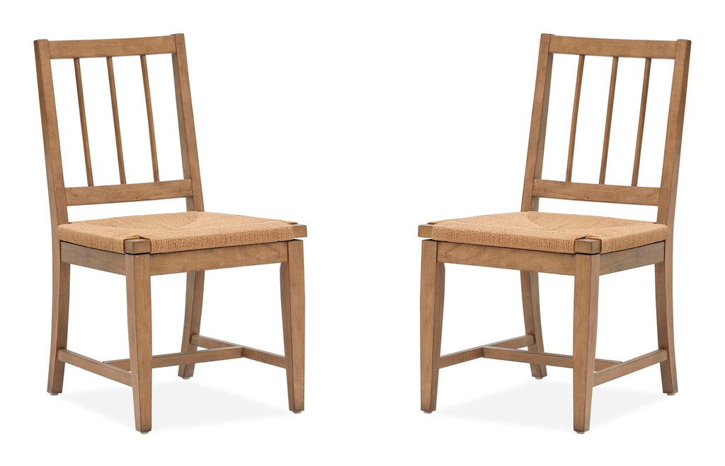 Lindon - Dining Side Chair With Paper Cord Seat (Set of 2) - Belgian Wheat / Light Brown