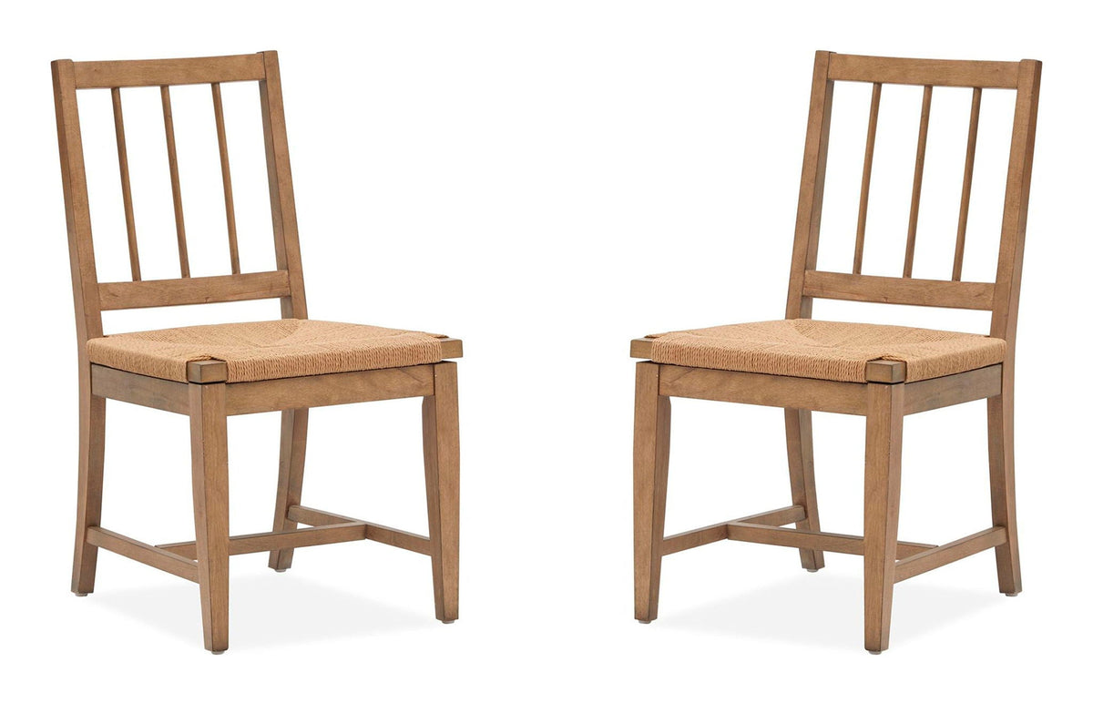 Lindon - Dining Side Chair With Paper Cord Seat (Set of 2) - Belgian Wheat / Light Brown