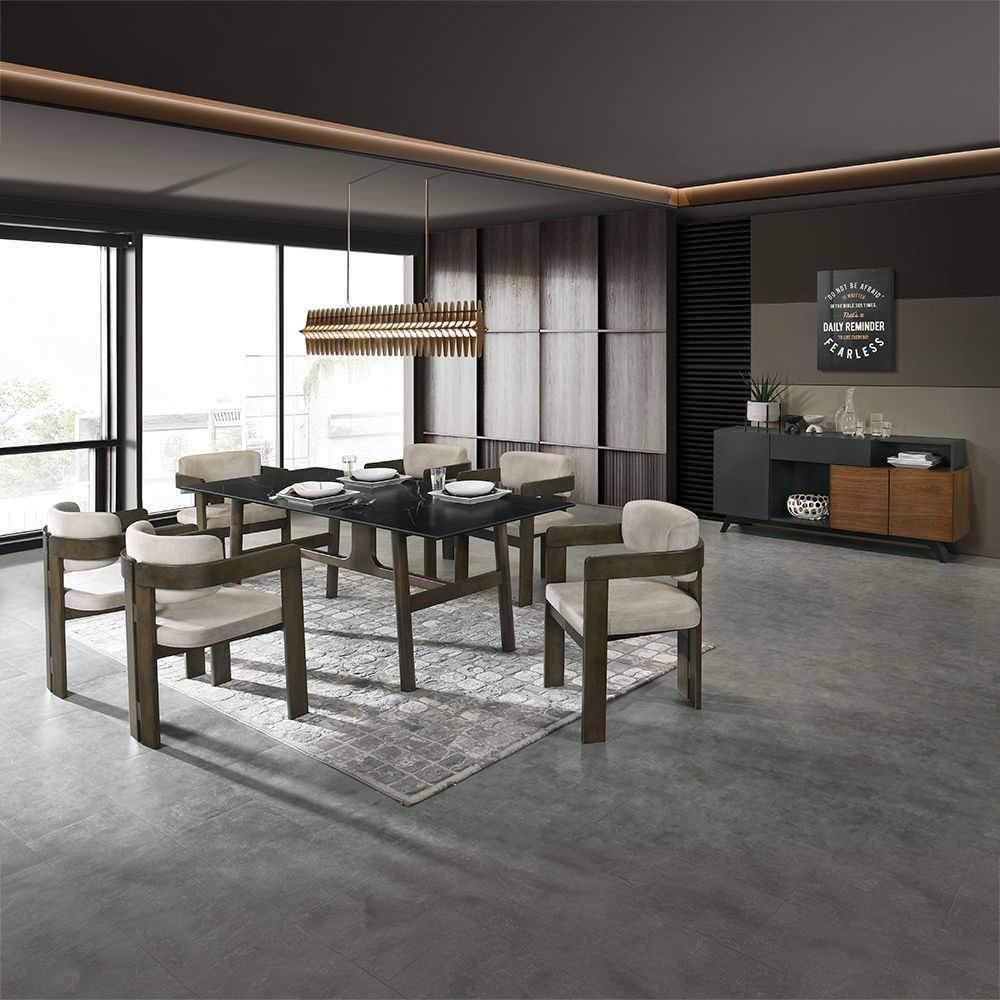 Destin - Side Chair - Light Gray Fabric & Walnut