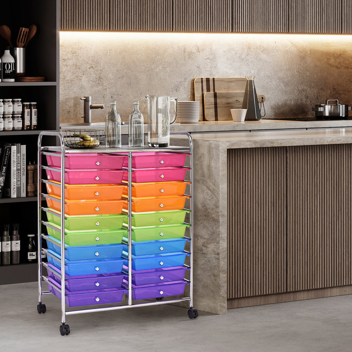 20 Drawers Storage Rolling Cart Studio Organizer-Multicolor