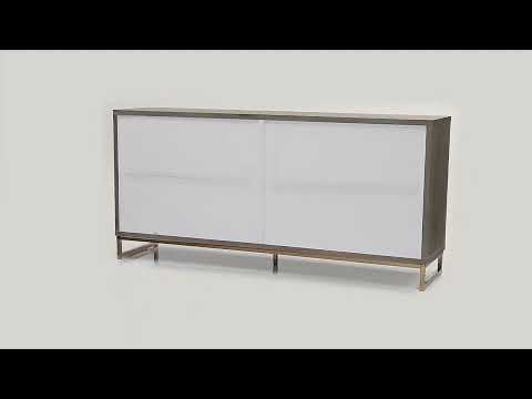 Paavan - Console Cabinet - White Marble Print Oak & Champagne