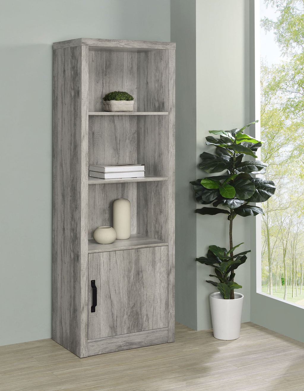Burke 4-shelf Engineered Wood Media Tower Grey Driftwood