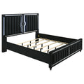 Ravenne Velvet Upholstered Eastern King LED Panel Bed Black