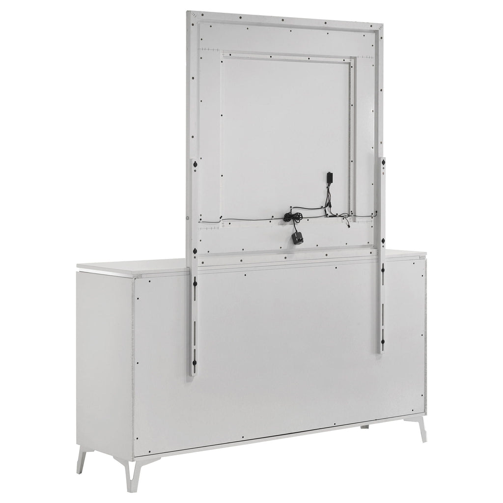 Cassia 6-drawer Dresser Cabinet with Mirror White High Gloss