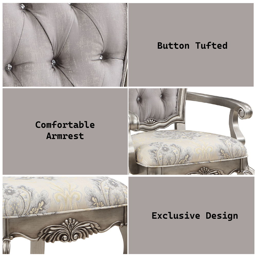 Ariadne - Arm Chair (Set of 2) - Velvet & Antique Platinum
