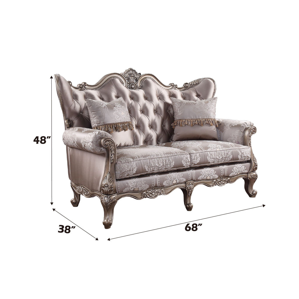 Jayceon - Loveseat With 2 Pillows - Fabric & Champagne