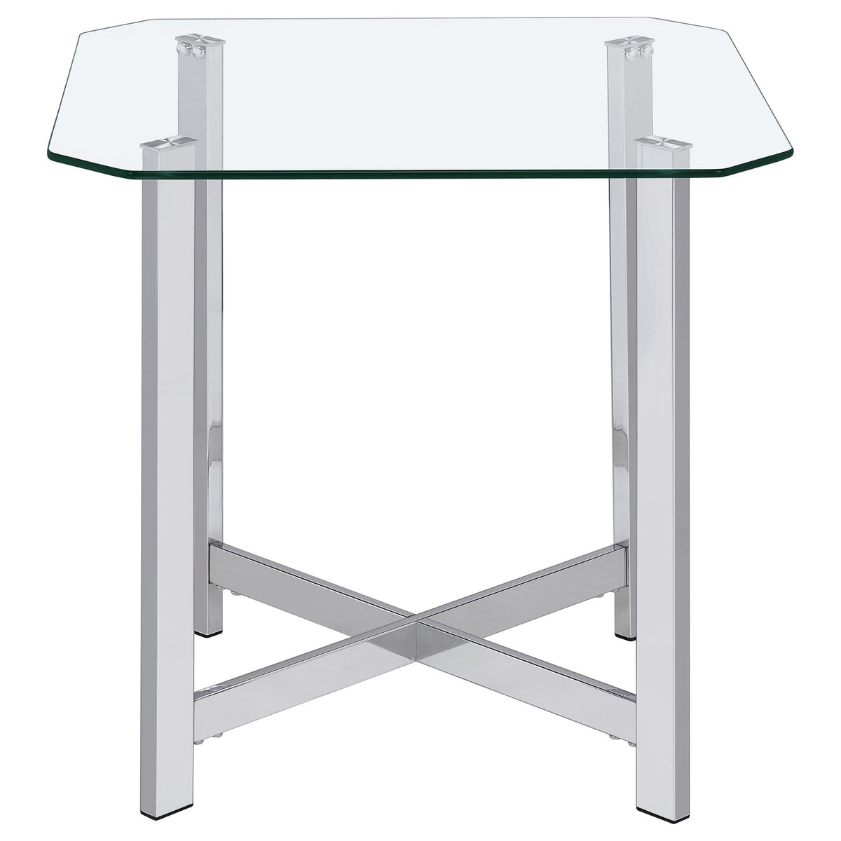 Cronin Square Tempered Glass Top Side End Table Chrome