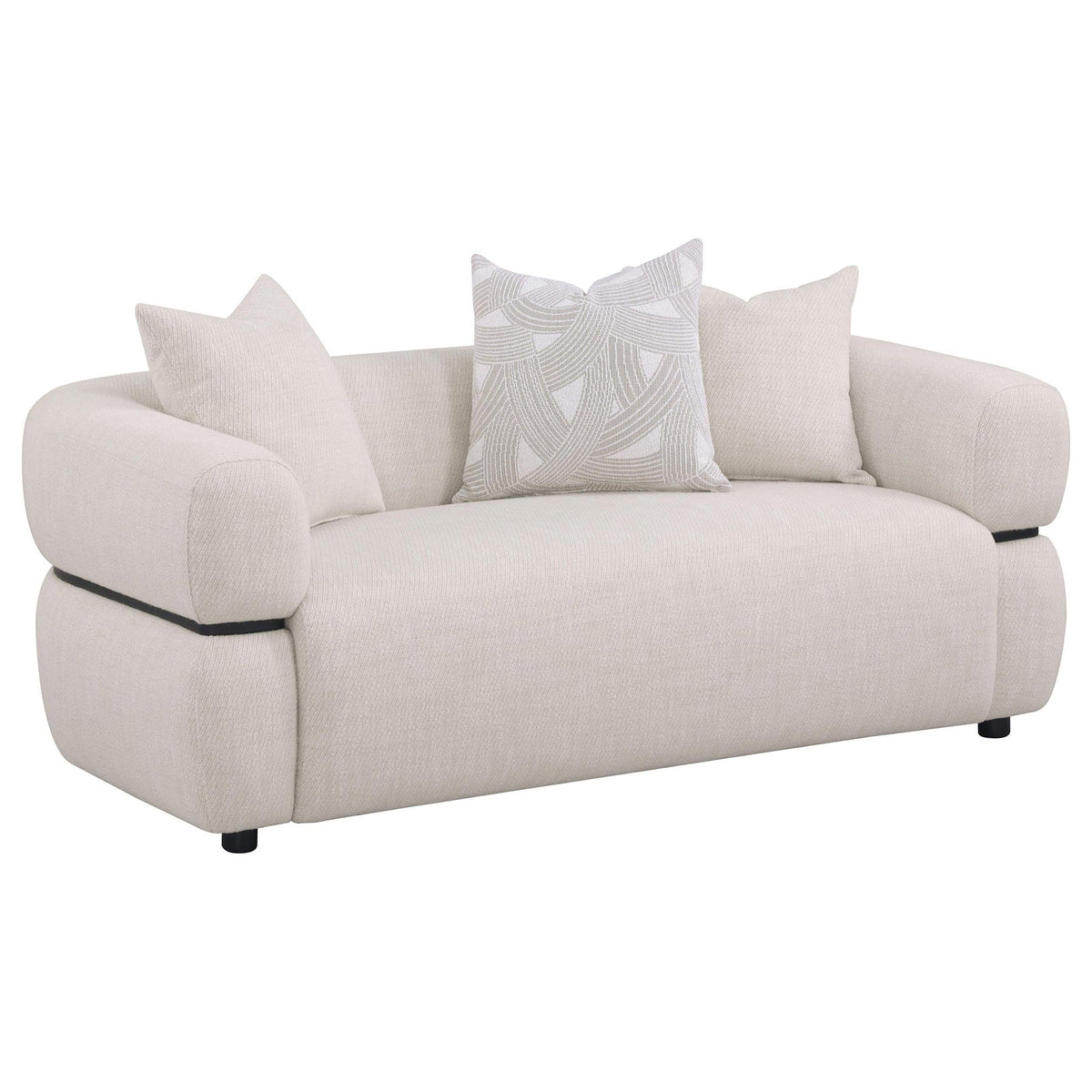 Jeanette 2-piece Fabric Upholstered Round Arm Sofa Set Beige