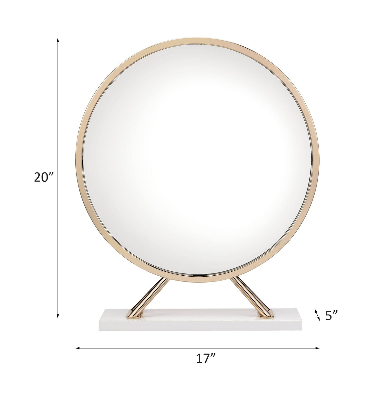 Midriaks - Mirror & Stool - Synthetic Leather , White & Gold