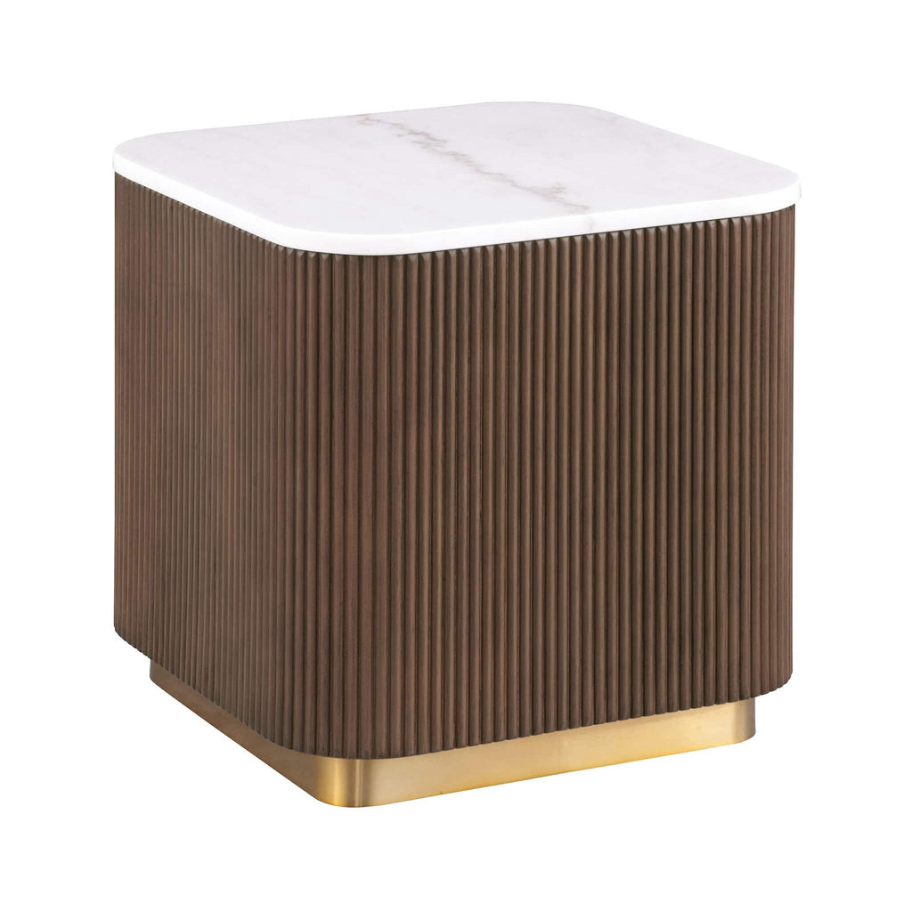 3 Piece Table Set, Square Cocktail Table & 2 Square End Tables - Brown / Gold / White