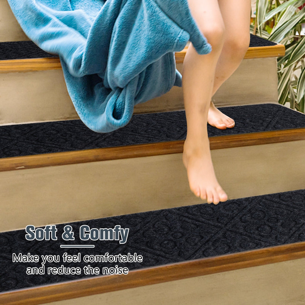 15Pcs Indoor Non-Slip Stair Carpet Mats for Wooden Steps