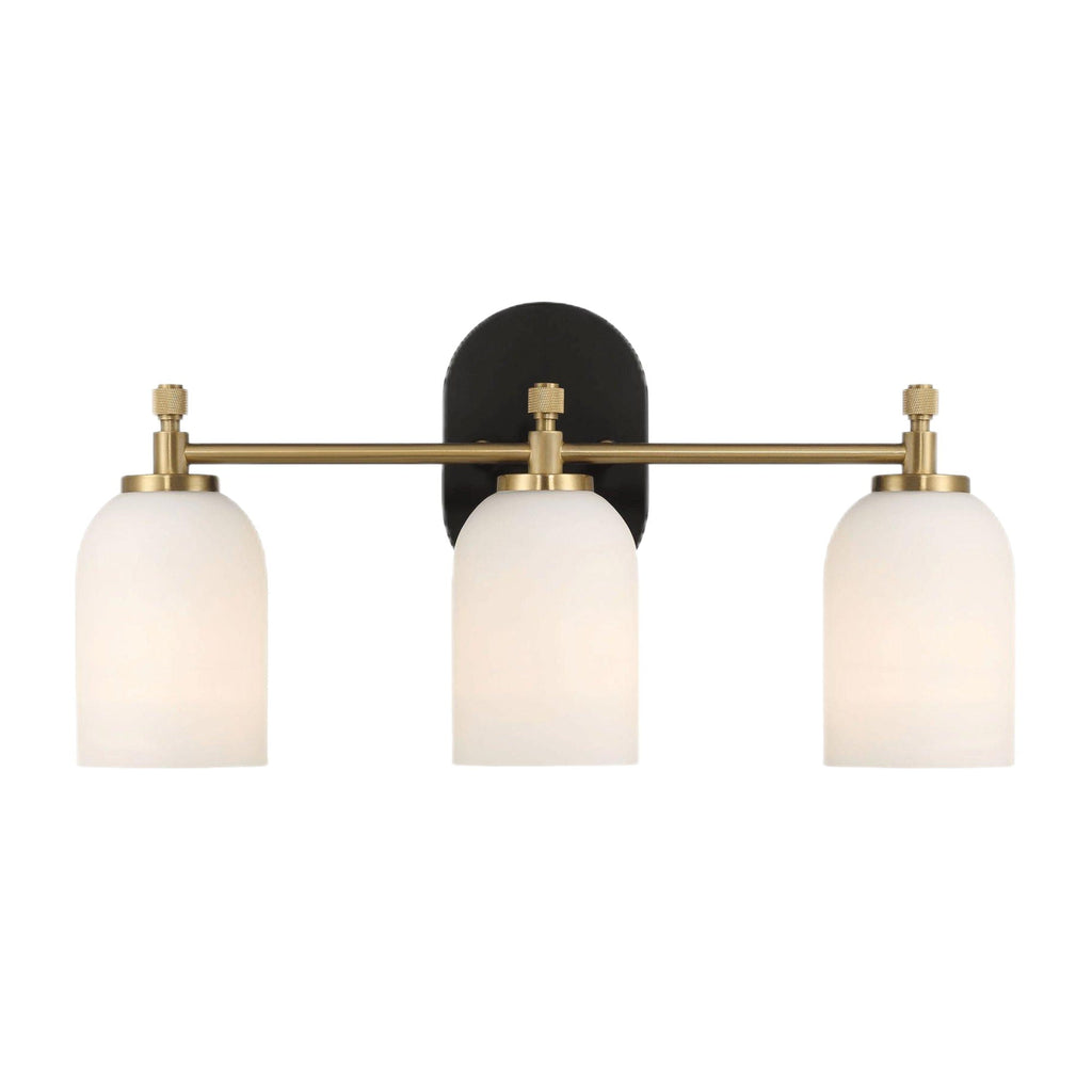 Meadows - 3 Lights Vanity Brush Bathroom Wall Light For Bathroom Over Mirror - Black / Gold / White