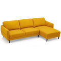 L-Shaped Fabric Sectional Sofa with Chaise Lounge and Solid Wood Legs