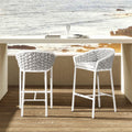 Rowan - Rope Barrel Low Back Patio Counter Stool (Set of 2) - White