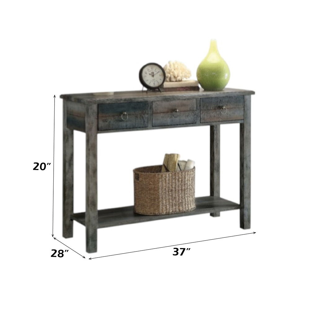 Glancio - Console Table - Antique Gray & Teal