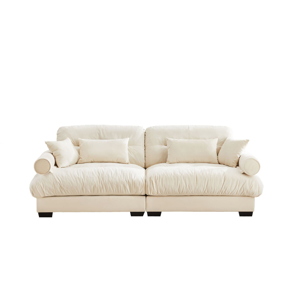 Modern Oversize Sofa With Cloud Like Comfort, Featuring Waist And Throw Pillows