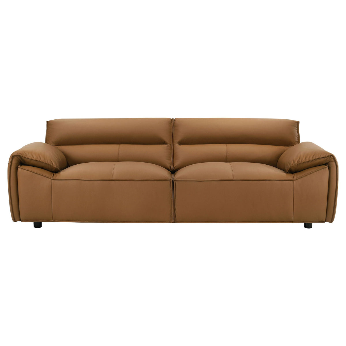 Buxton Top Grain Leather Upholstered Sofa Orange