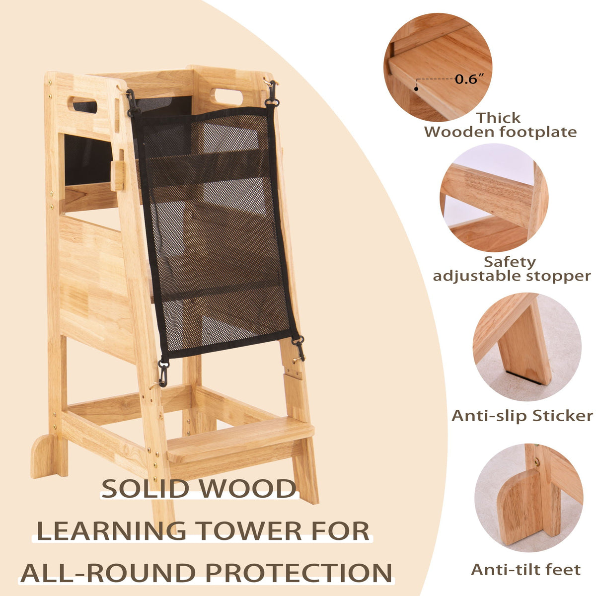 Solid Wood Learning Tower - Wood