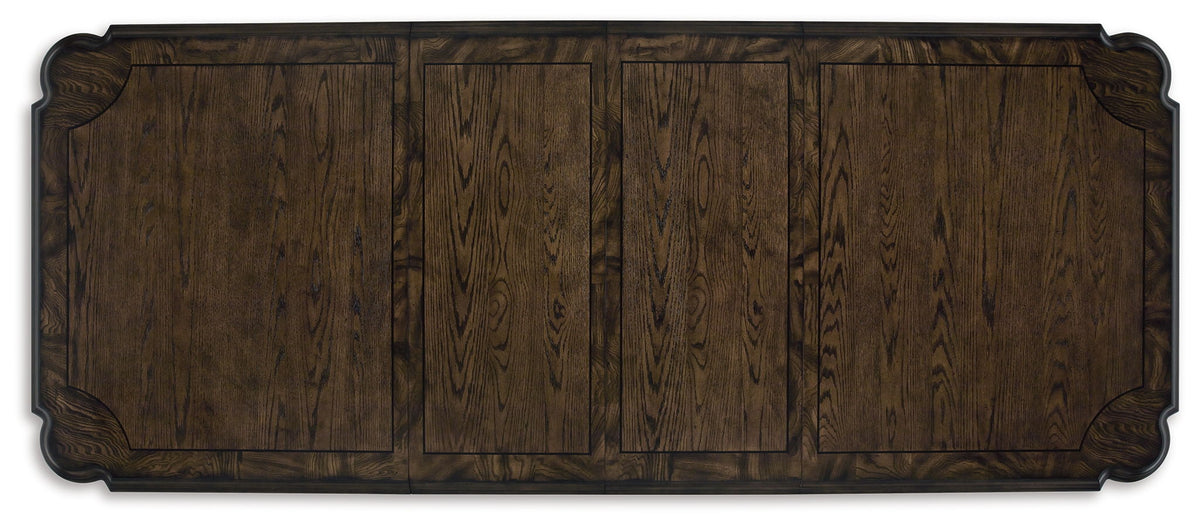Maylee - 9 Pc. - Dining Extension Table, 4 Side Chairs, 2 Arm Chairs, Storage Bench, Buffet And Hutch - Dark Brown