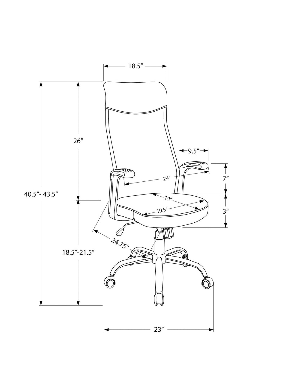 Office Chair, Adjustable Height, Swivel, Armrests, Contemporary & Modern