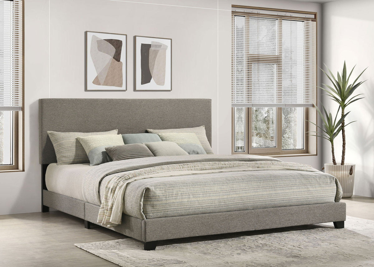 Dorian Fabric Upholstered Eastern King Panel Bed Taupe