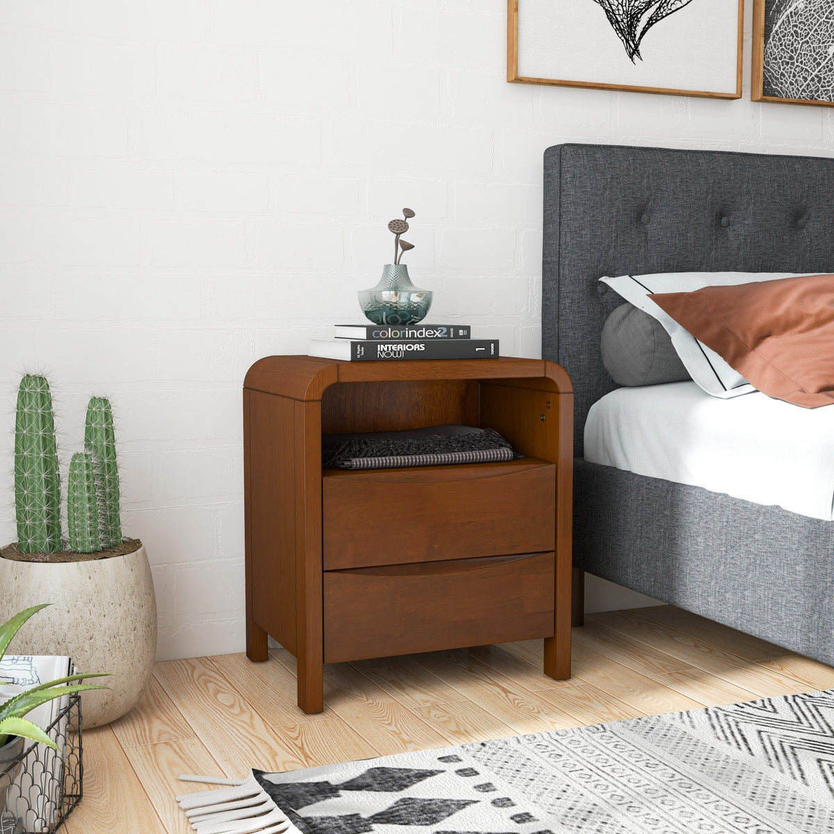 Lionel - Nightstand 2 Drawer - Brown