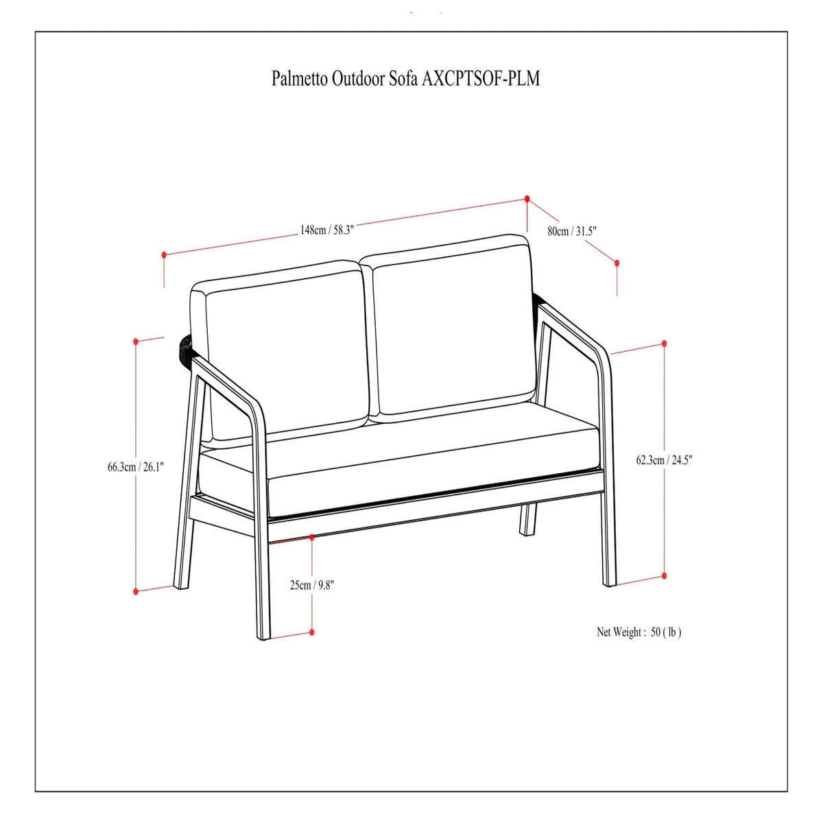 Palmetto - Outdoor Sofa - Silver