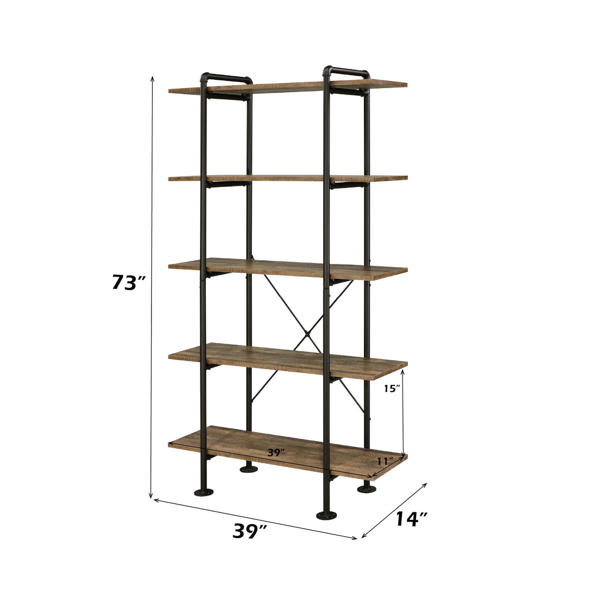 Nefo - Bookshelf - Rustic Oak & Black