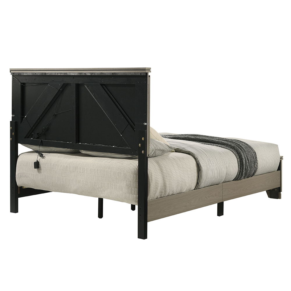 Joanna - Queen Bed With LED - Weathered Gray