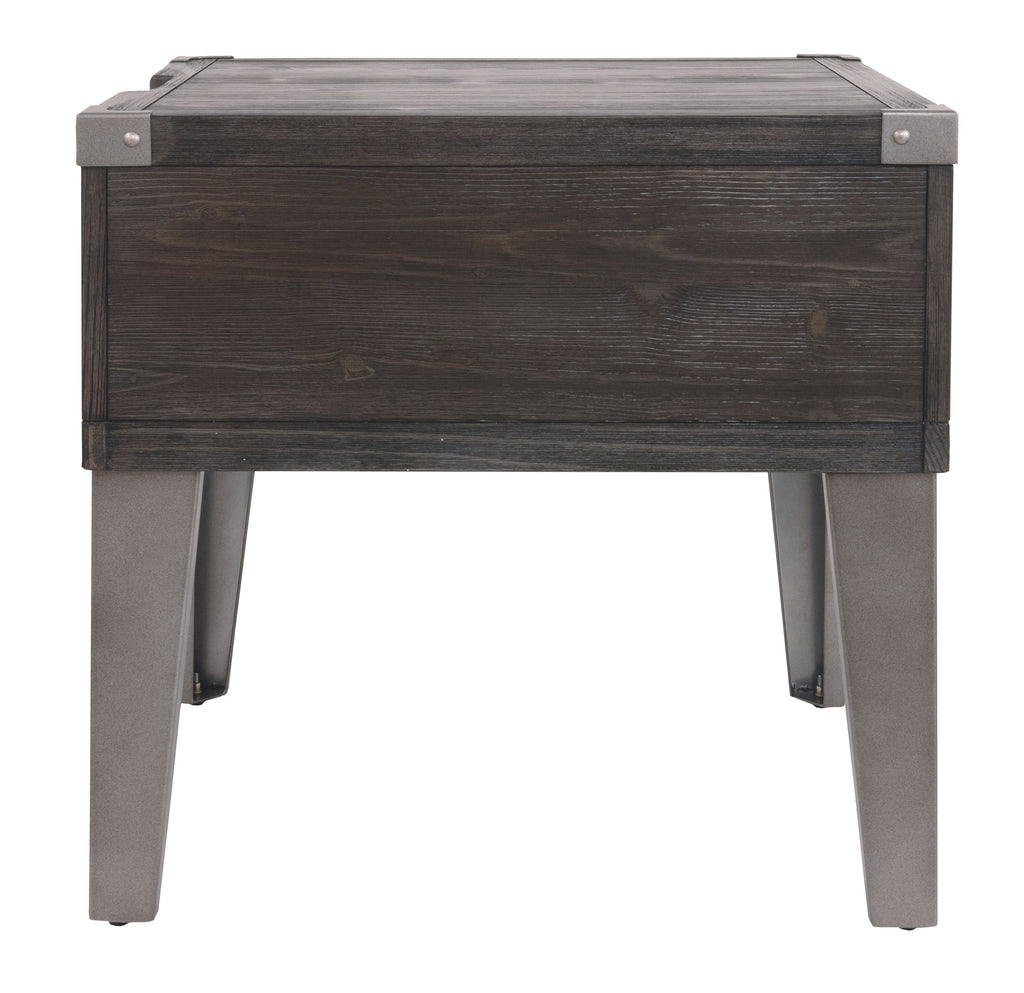 Todoe - Rectangular End Table - Dark Gray