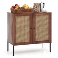 Kitchen Sideboard with 2 Rattan Doors and Adjustable Shelf