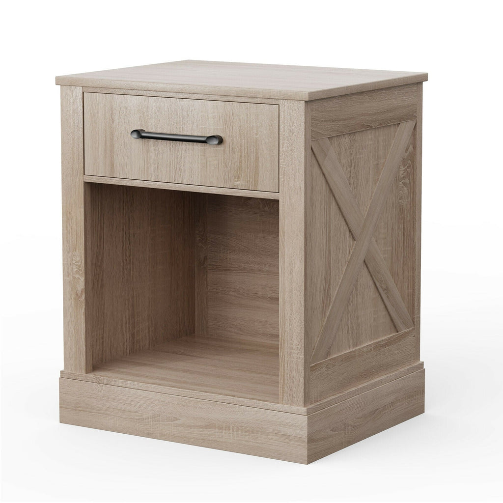 Compact Nightstand with Drawer and Shelf