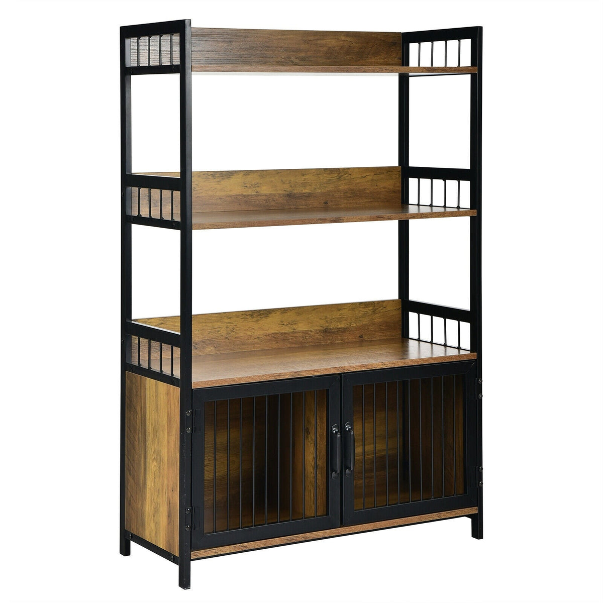 3-Tier Baker's Rack with Storage Cabinet-Rustic Brown